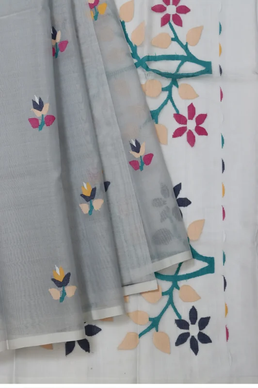 Ash Bengal Jamadani Saree