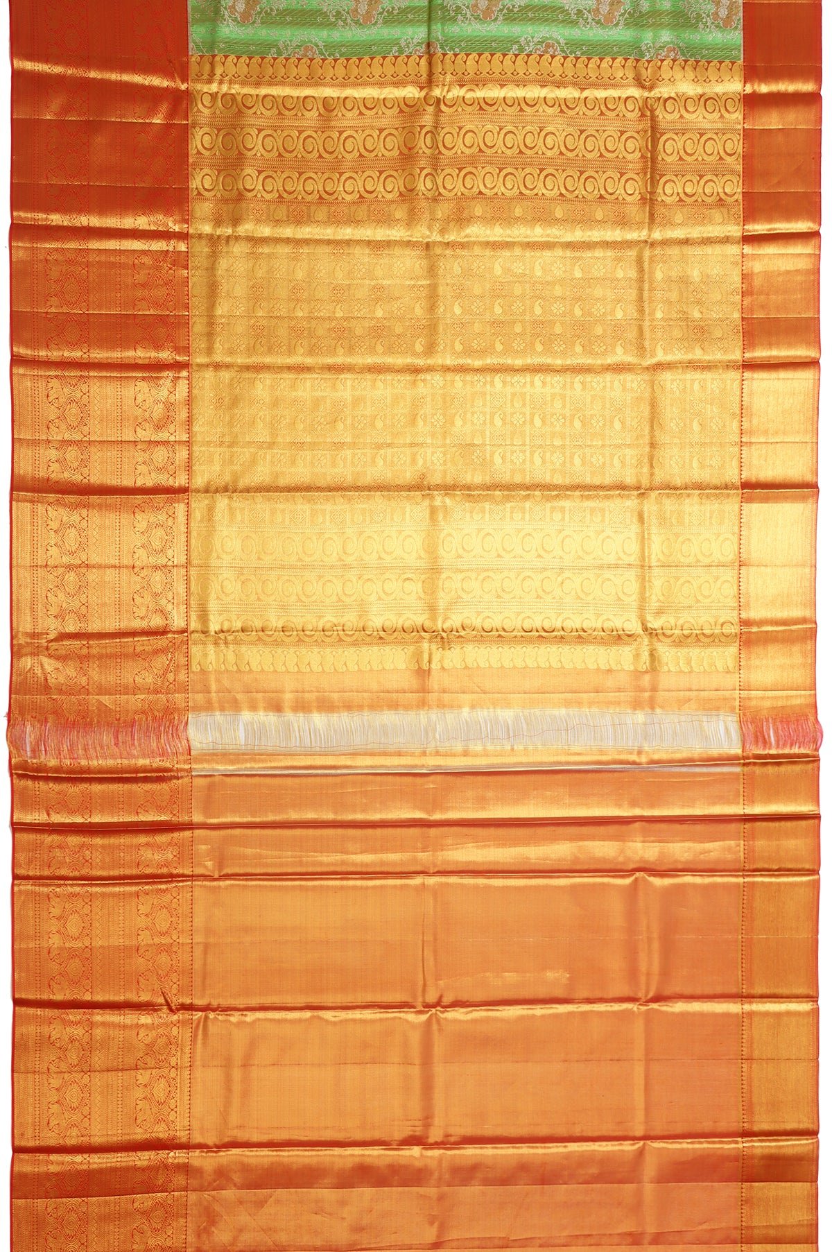 Parrot Green Kanchipuram Tissue Silk Saree - Image 5