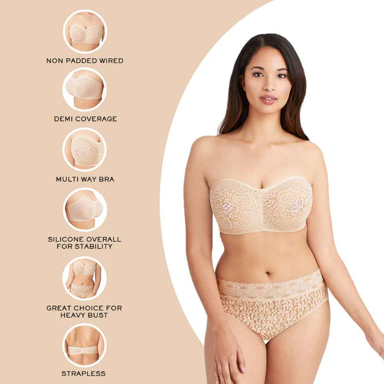 Non Padded Wired Half Cup Bridal Wear Plus Size Strapless Lace Bra - Image 2