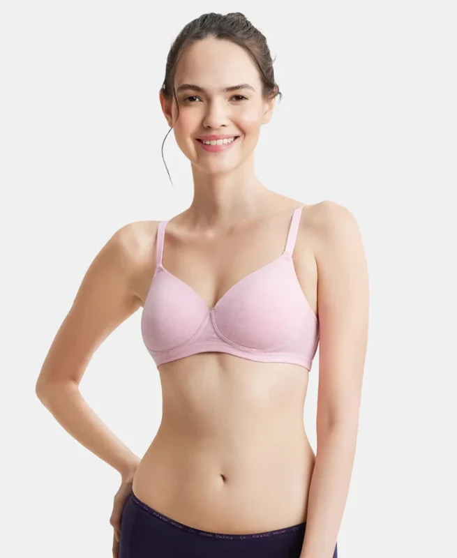Wire free Padded Super Combed Cotton Elastane Stretch Full Coverage Slip-On Beginners Bra