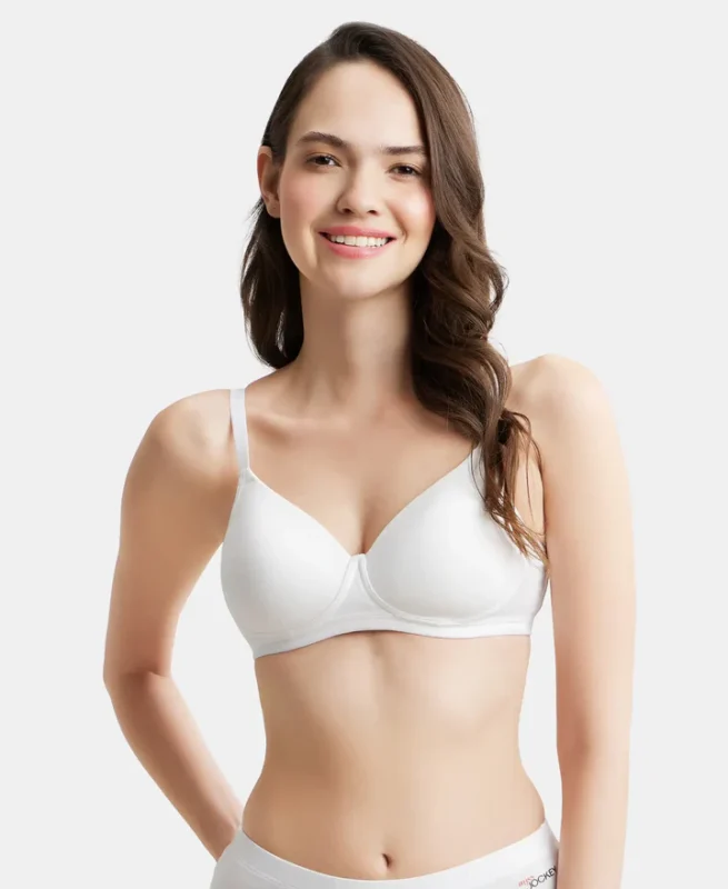 White Wire free Padded Super Combed Cotton Elastane Stretch Full Coverage Bra