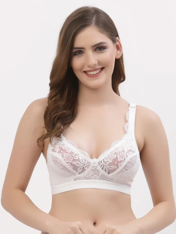 White Women's Bridal Lace Bra Full Coverage