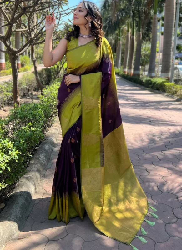 Banarasi Silk Zari Woven Jacquard Saree For Festive Glamour Festive Wear
