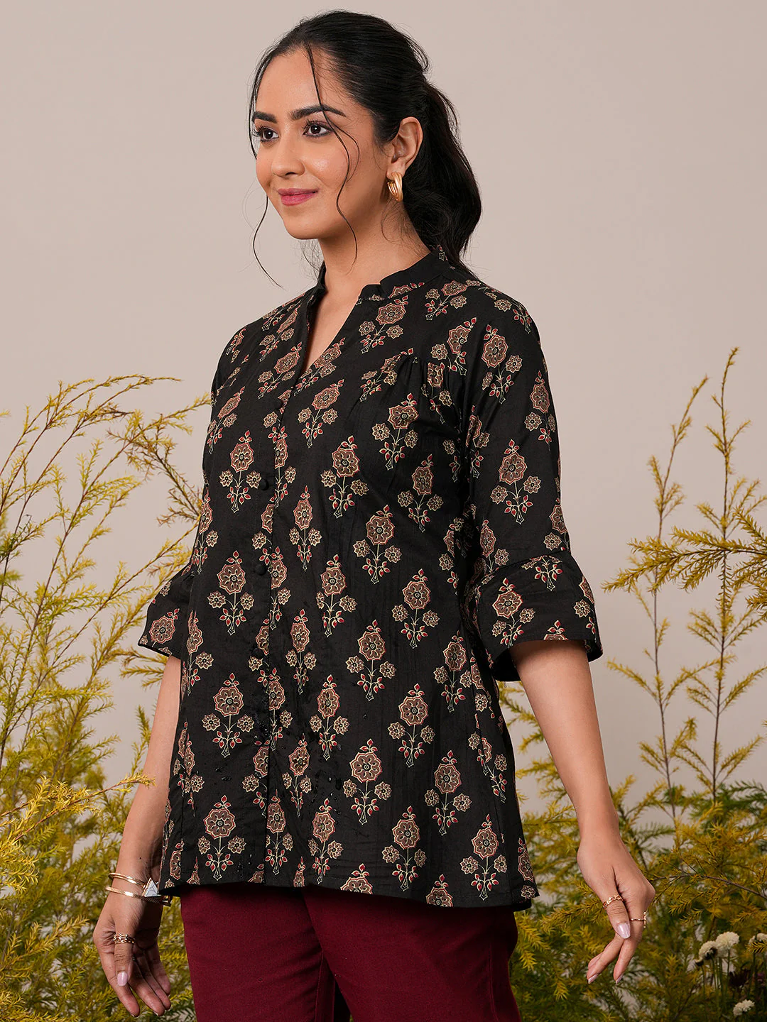 A-Line Printed Cotton A-Line Kurti - Image 3