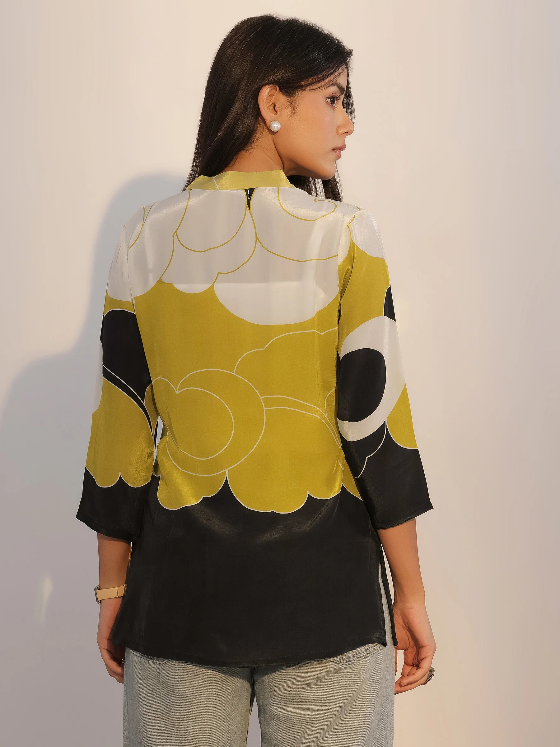 Black Printed Silk Blend Tunic - Image 4