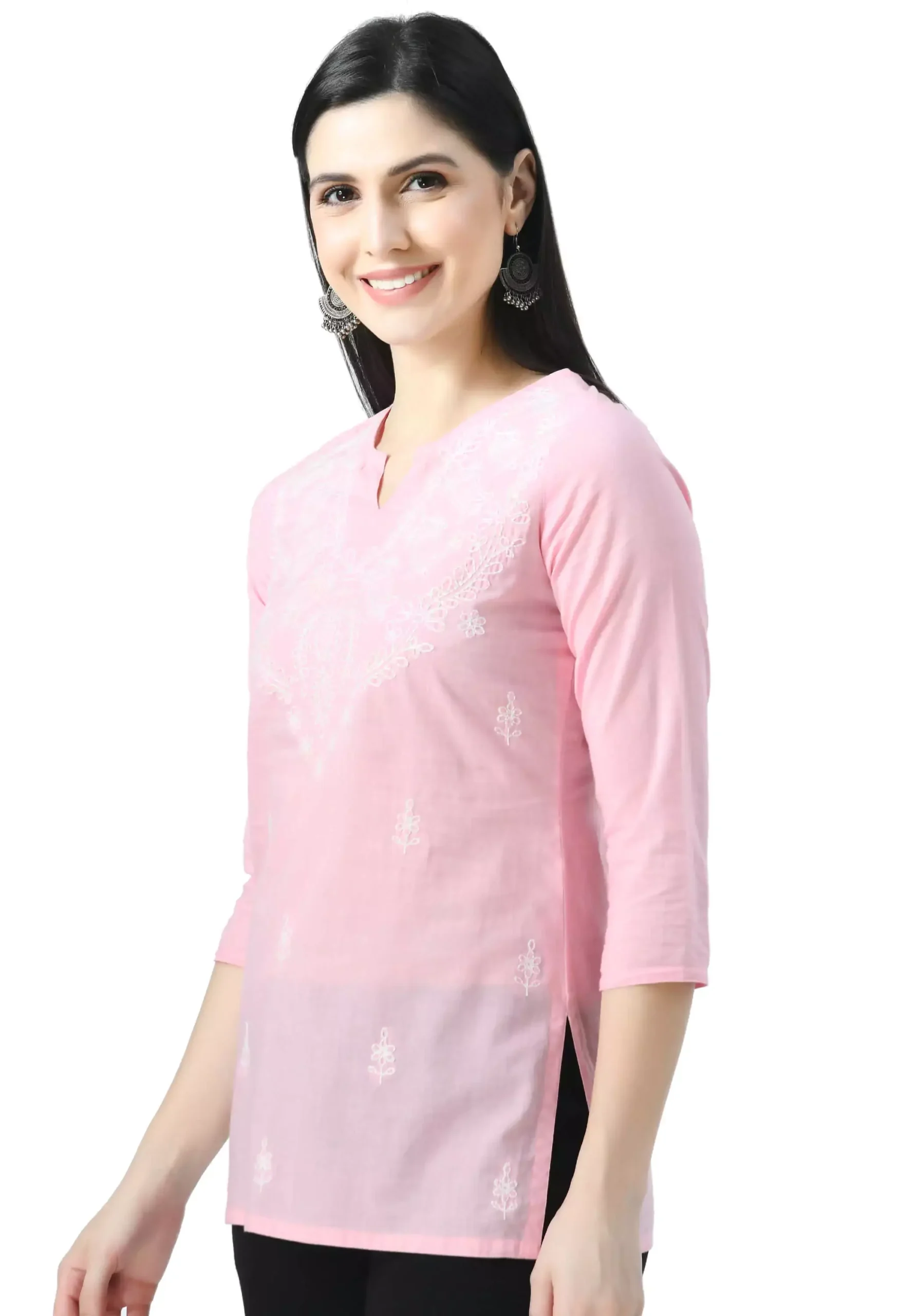 Pink Chikankari Short Kurti - Image 2