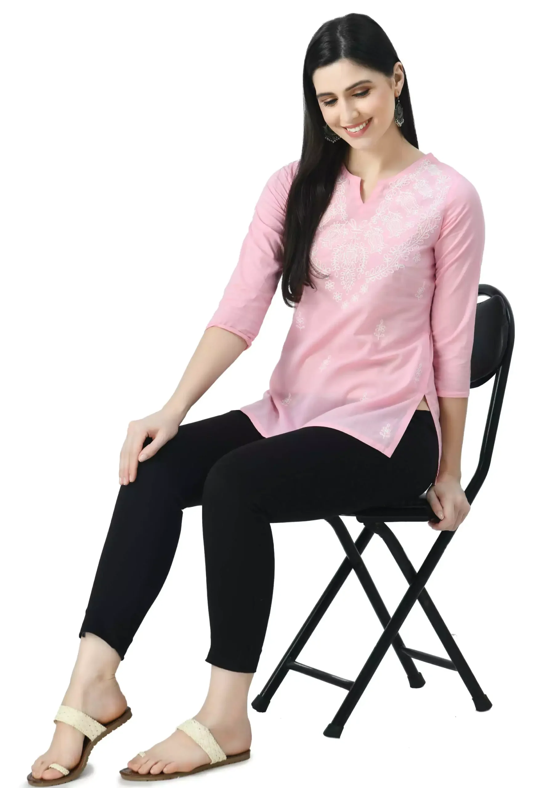 Pink Chikankari Short Kurti - Image 5