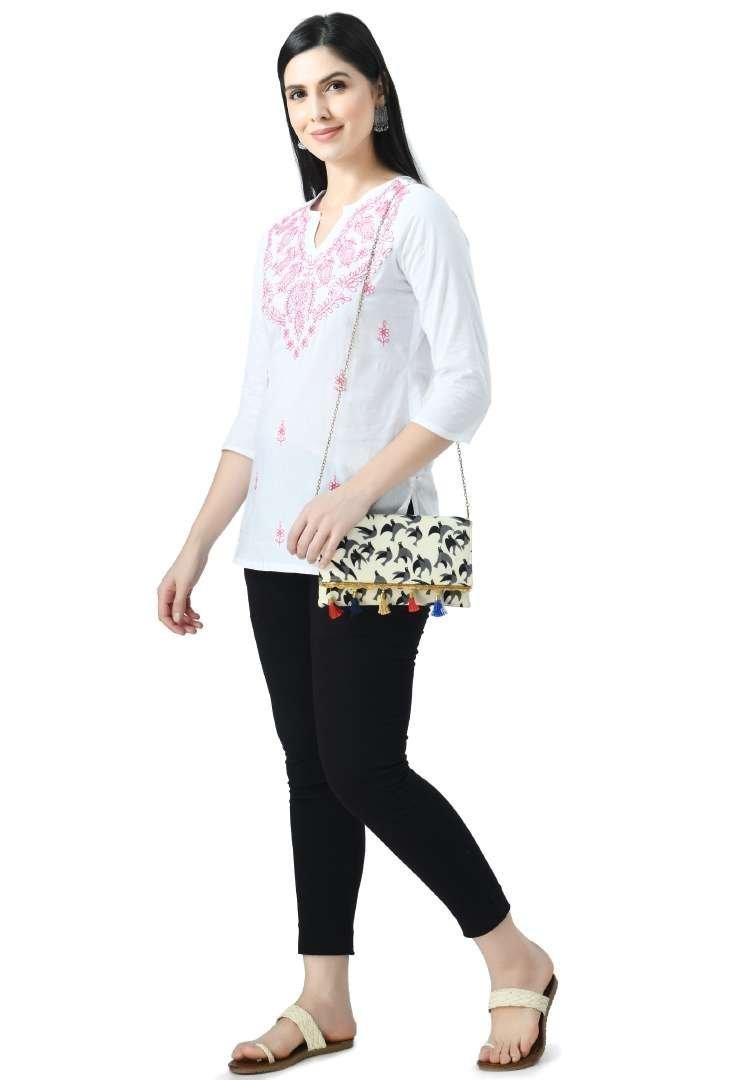 White Chikankari Short Kurti - Image 6